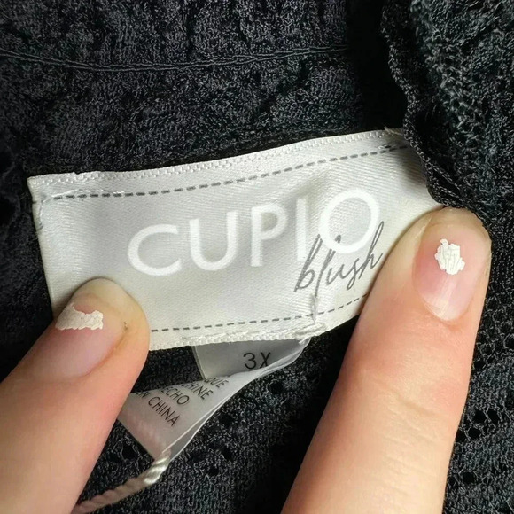 NWT Cupio black lace short sleeve blouse size 3X I38 - Picture 4 of 8